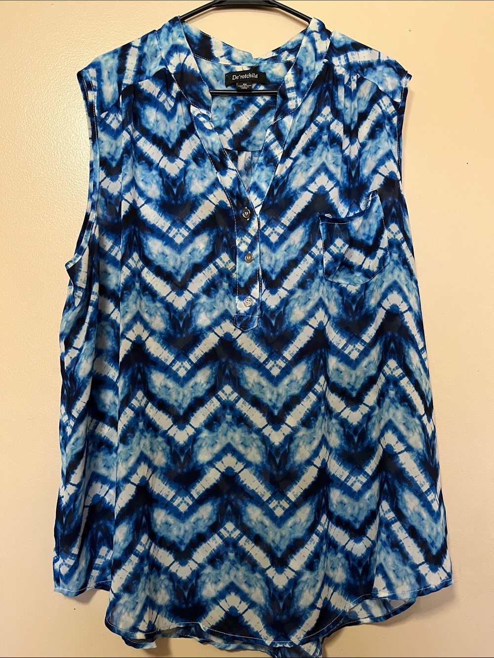 Rothschild Blue Tie-Dye Chevron Sleeveless Camisole